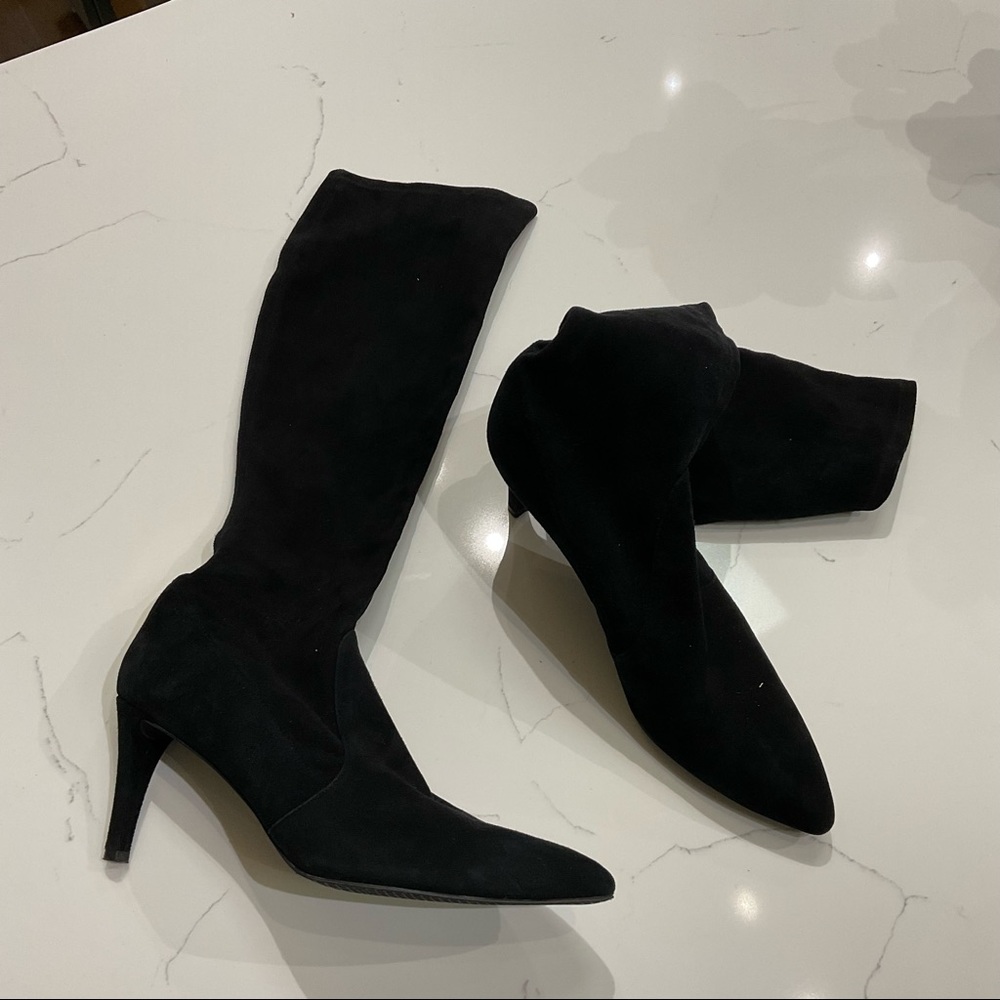 Stuart Weitzman Black Knee High Heeled Boots